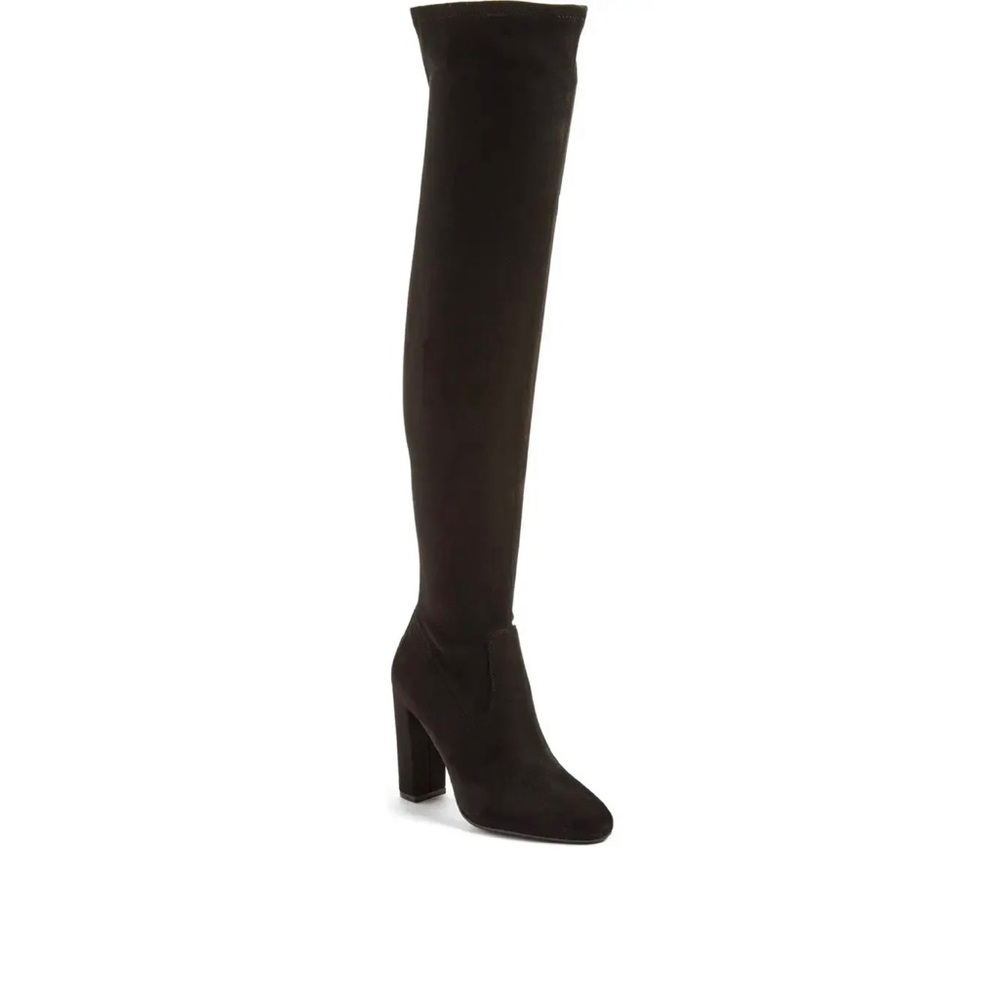 Steve Madden | Over the kneel block heel boots in black faux suede